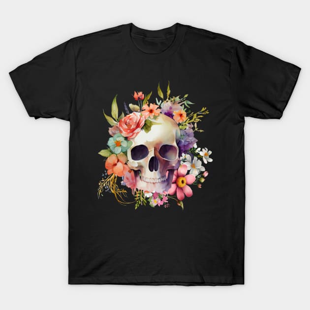 Flowery Skeltonss T-Shirt by sheelashop